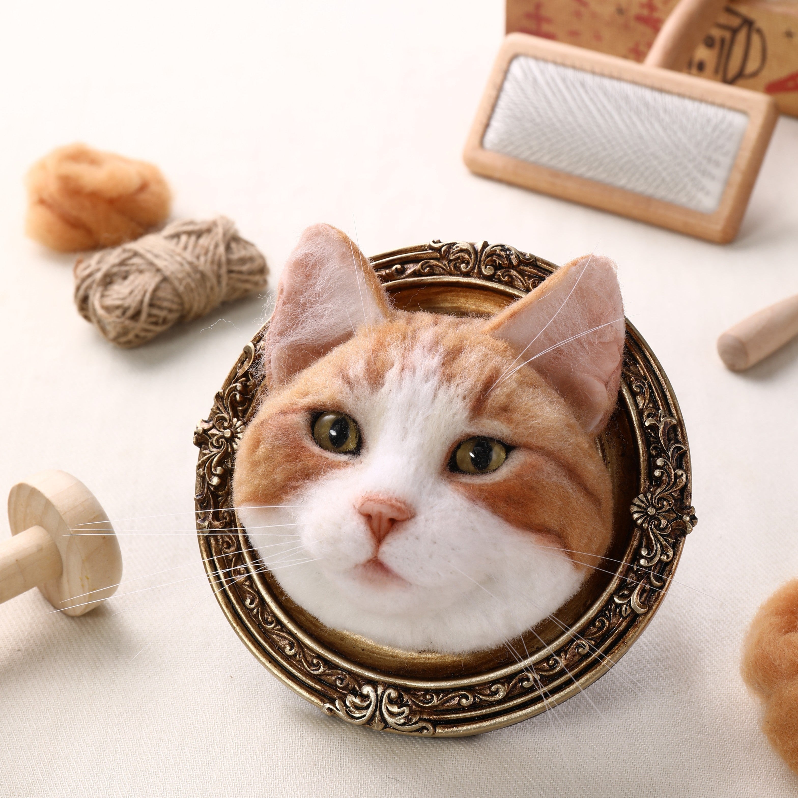 Mini Framed Felt Portrait | Personalized Handmade Pet Art