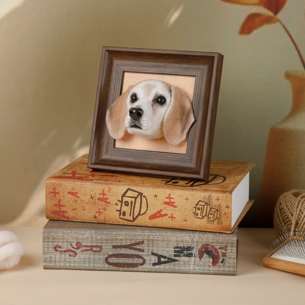 Mini Framed Felt Portrait | Personalized Handmade Pet Art