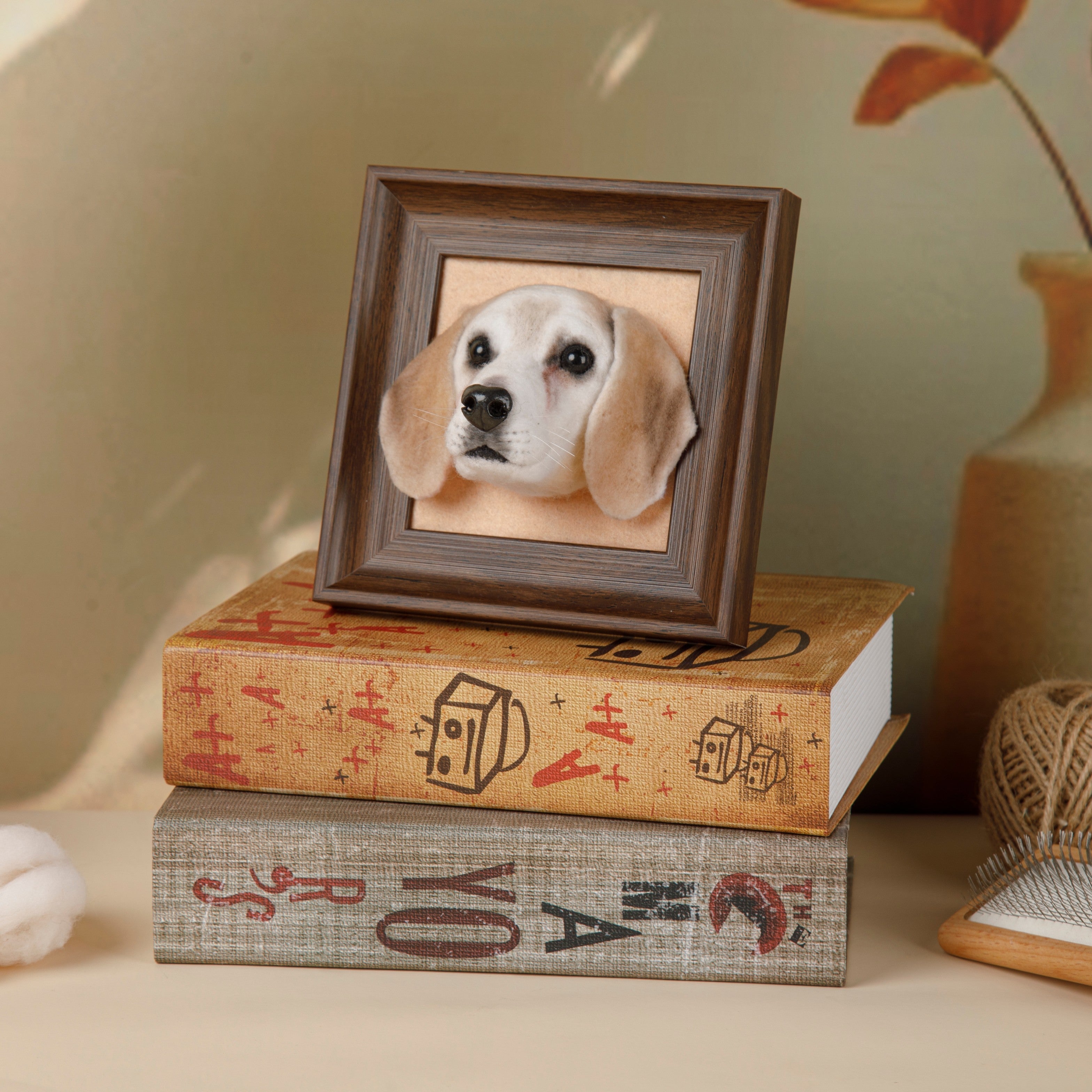 Mini Framed Felt Portrait | Personalized Handmade Pet Art
