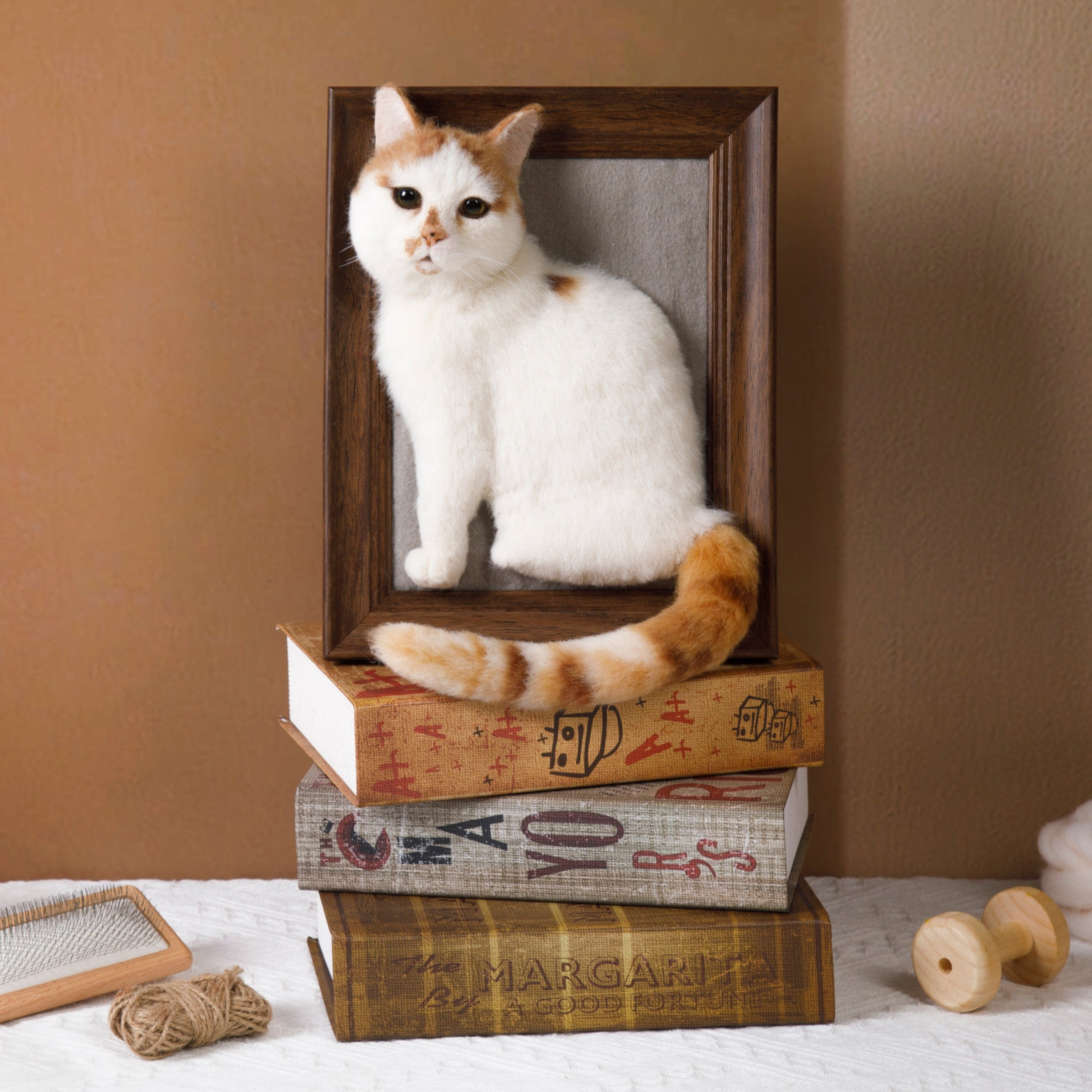 Framed Felt Pet Portrait | Handmade Custom Pet Memorial-Cat