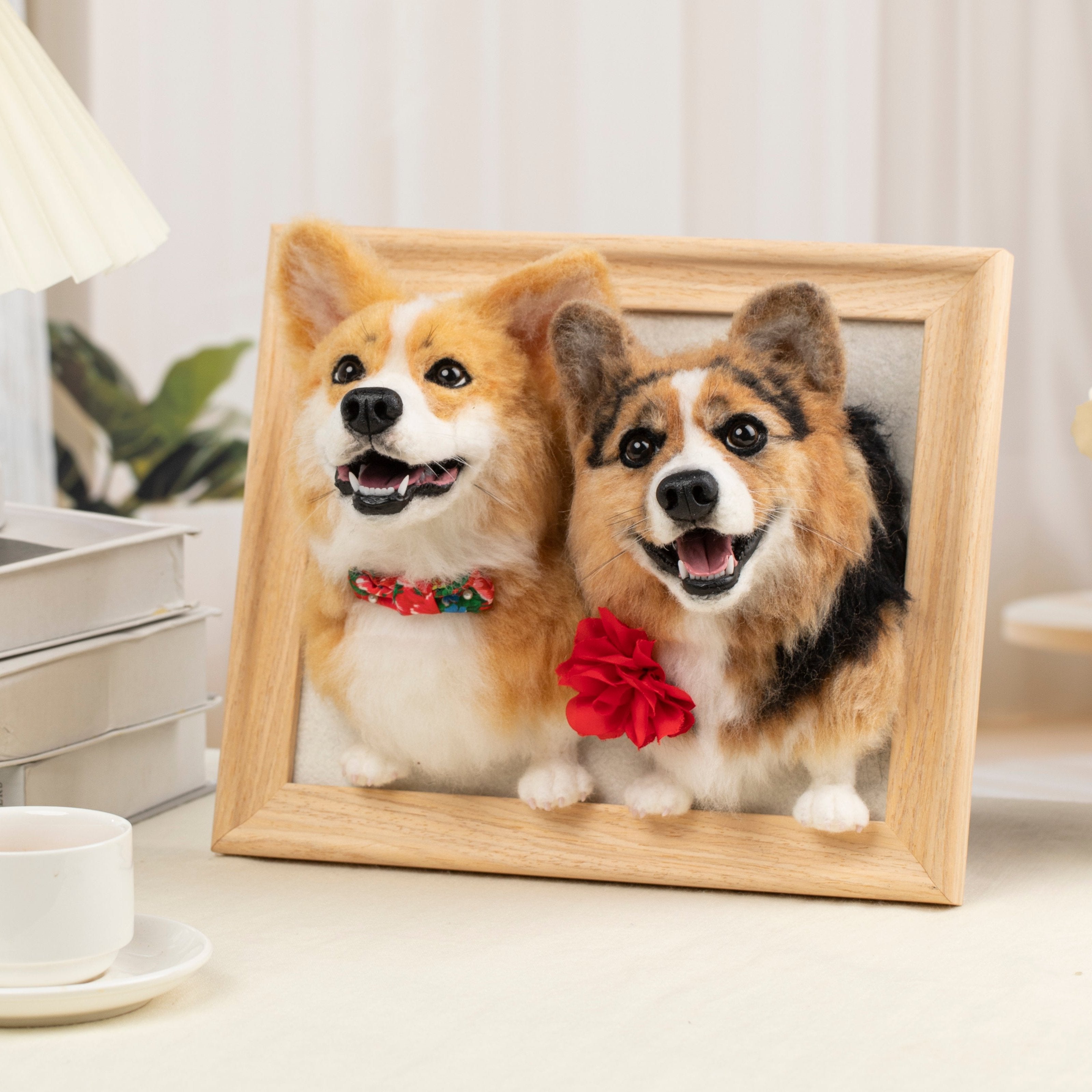 Framed Felt Pet Portrait | Handmade Custom Pet Memorial-Dog