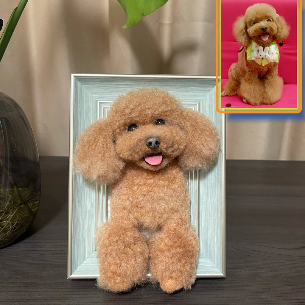 Framed Felt Pet Portrait | Handmade Custom Pet Memorial-Dog