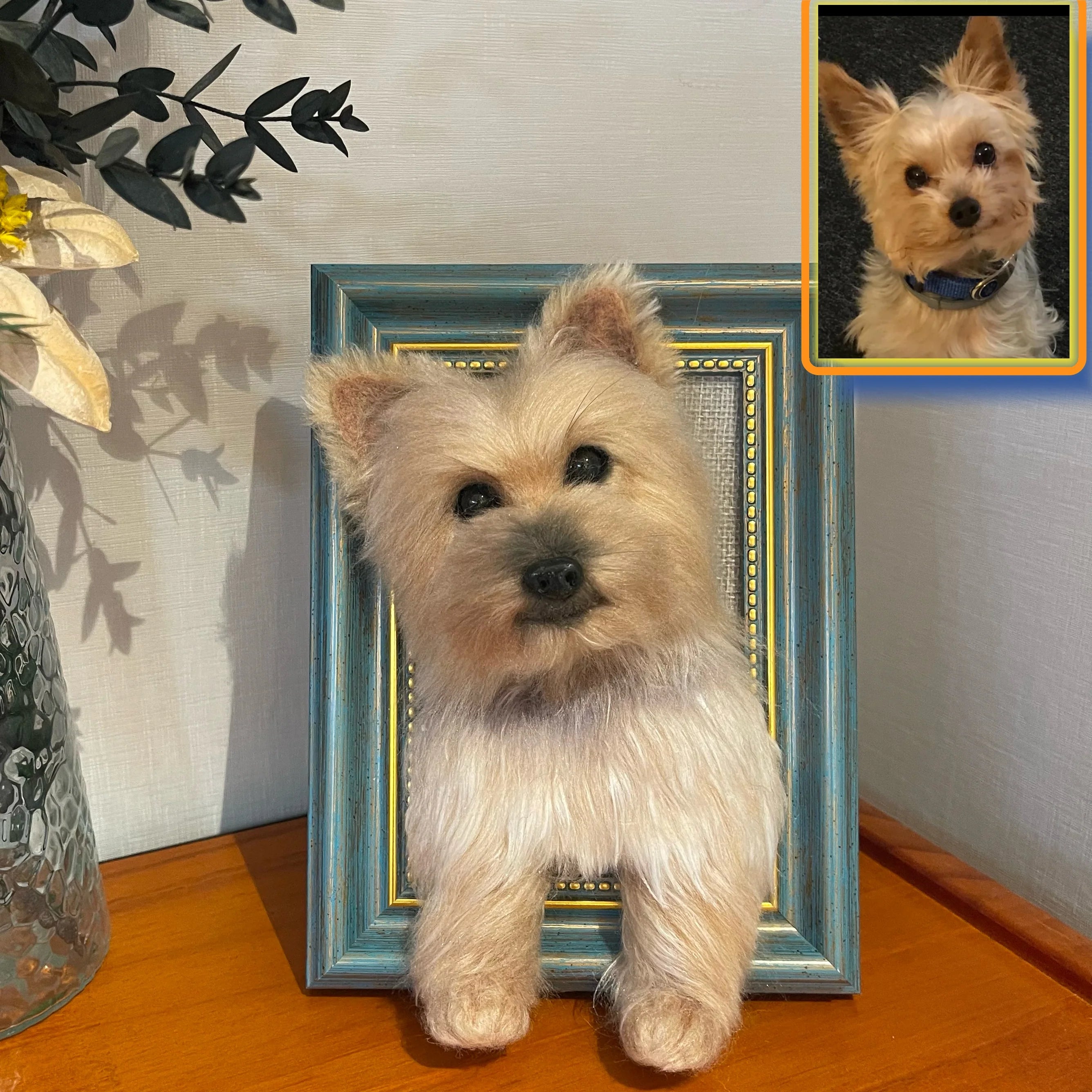 Framed Felt Pet Portrait | Handmade Custom Pet Memorial-Dog