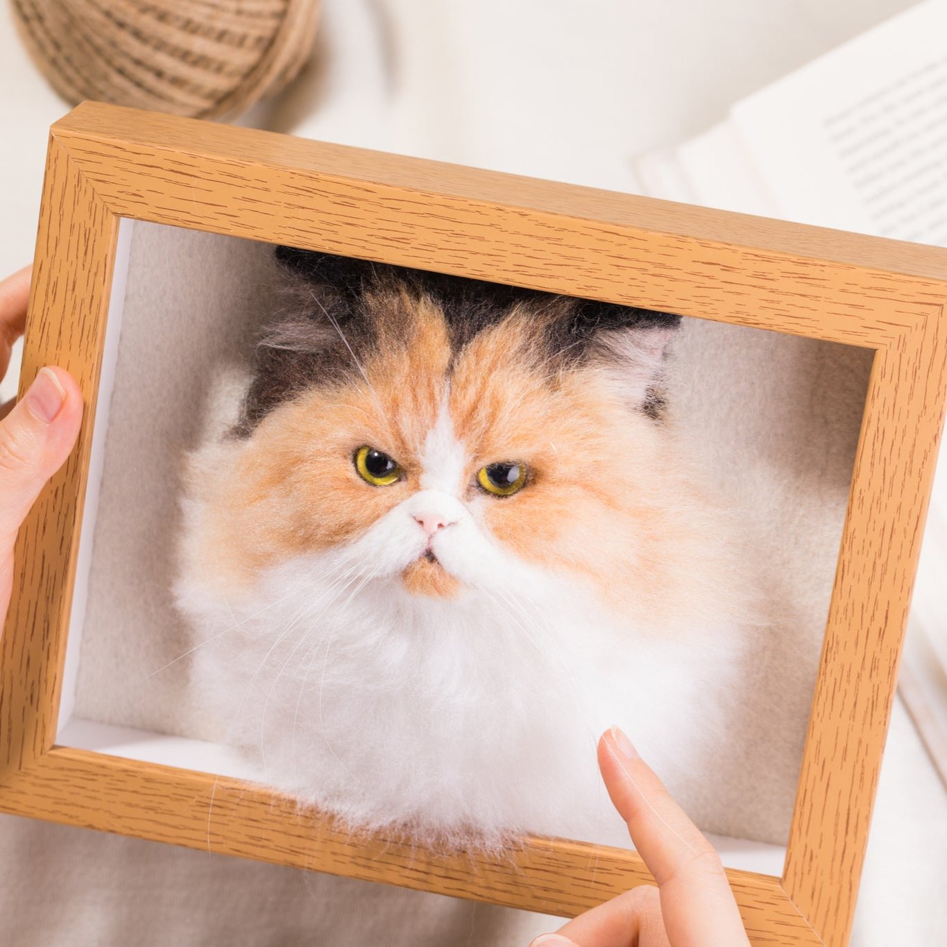 Framed Felt Pet Portrait | Handmade Custom Pet Memorial-Cat