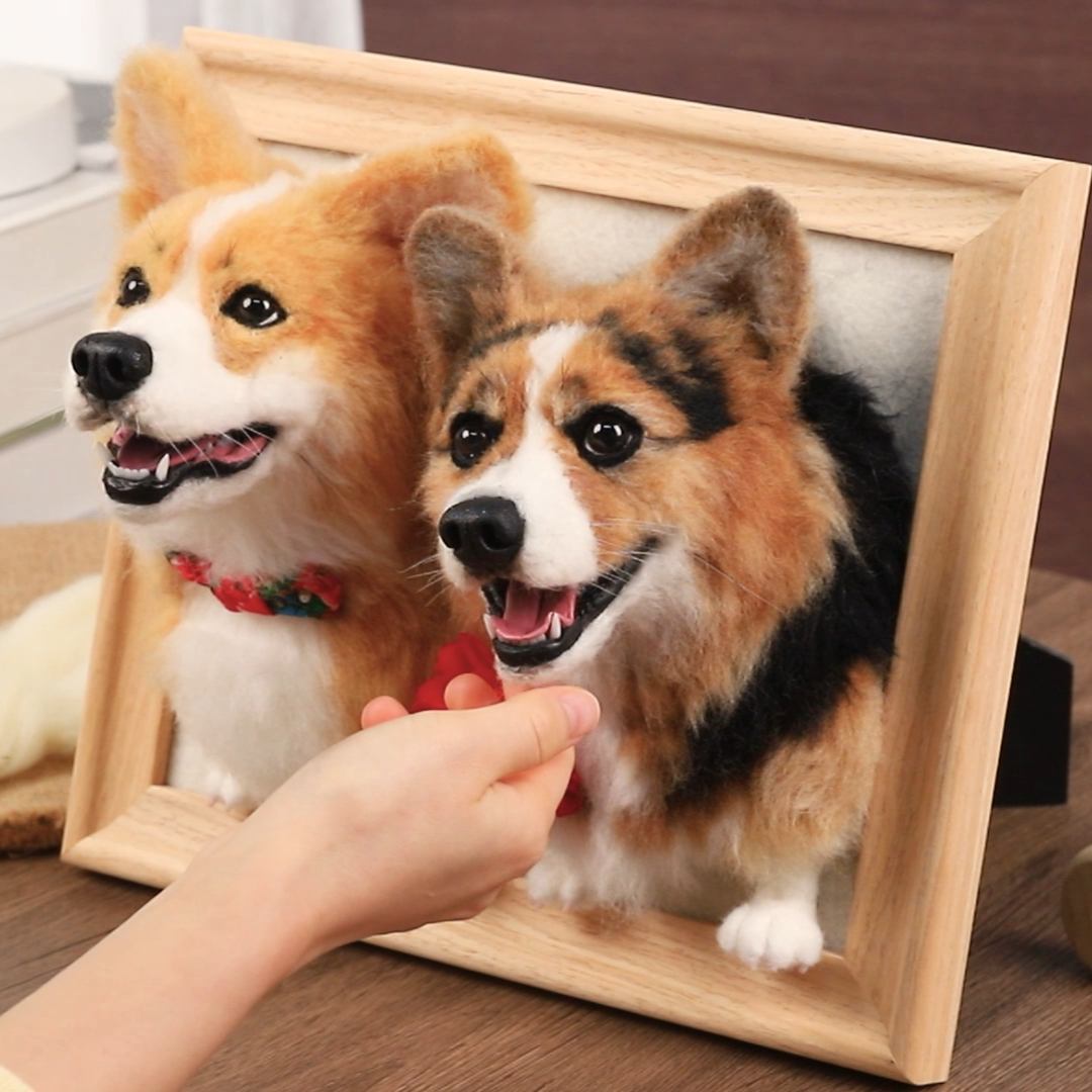 Framed Felt Pet Portrait | Handmade Custom Pet Memorial-Dog